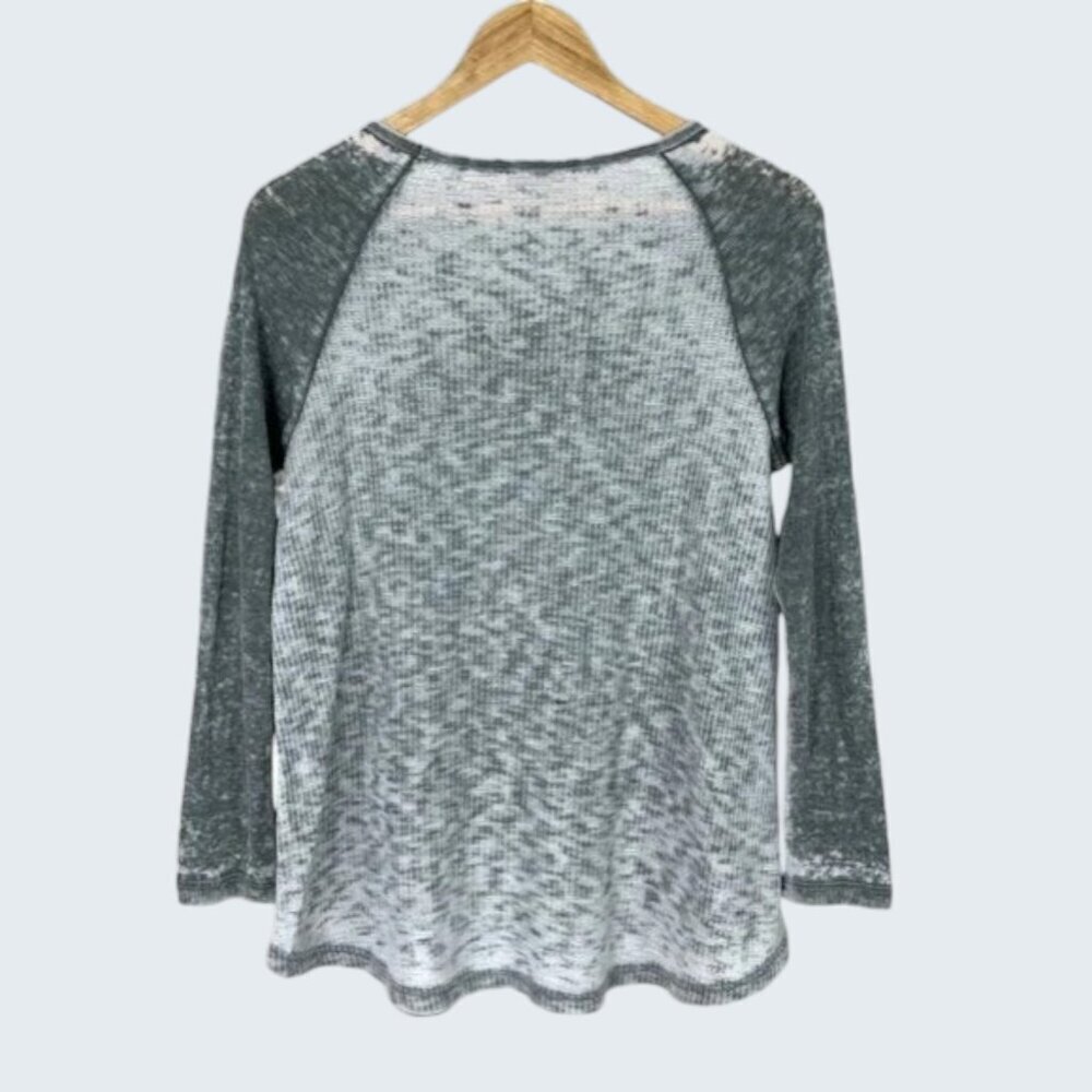 SOFT SURROUNDINGS GRAY BURNOUT BASEBALL LONG SLEEVE TOP - Picture 6 of 8